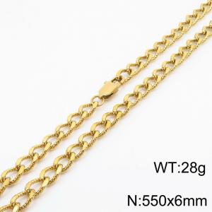 European and American fashion minimalist 550×6mm embossed pattern chain Japanese buckle jewelry gold necklace - KN250125-Z
