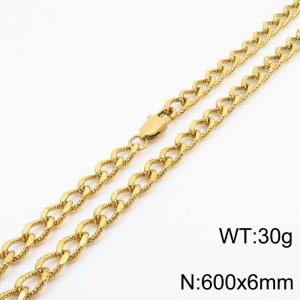 European and American fashion minimalist 600×6mm embossed pattern chain Japanese buckle jewelry gold necklace - KN250126-Z