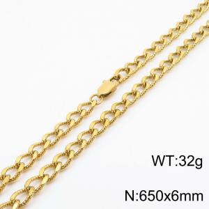 European and American fashion minimalist 650×6mm embossed pattern chain Japanese buckle jewelry gold necklace - KN250127-Z