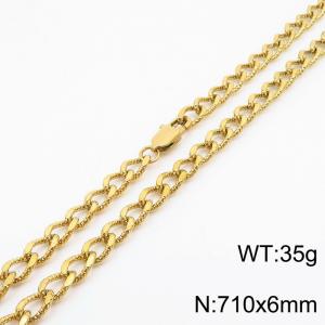 European and American fashion minimalist 710×6mm embossed pattern chain Japanese buckle jewelry gold necklace - KN250128-Z