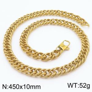 European and American fashion minimalist 450×10mm embossed double-layer thick chain Japanese buckle jewelry gold necklace - KN250144-Z