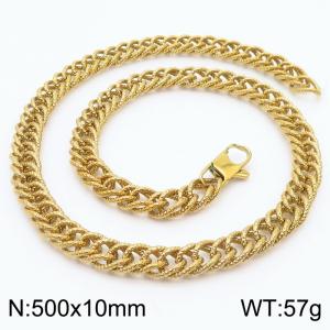 European and American fashion minimalist 500×10mm embossed double-layer thick chain Japanese buckle jewelry gold necklace - KN250145-Z