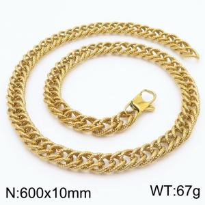 European and American fashion minimalist 600×10mm embossed double-layer thick chain Japanese buckle jewelry gold necklace - KN250147-Z