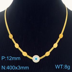 3mm Snake Chain with Eyes Charm Necklace For Women Stainless Steel Necklace Gold Color - KN250180-HM