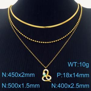 Snake Charms Pendant Triple Necklace For Women Stainless Steel Necklace Gold Color - KN250190-HM
