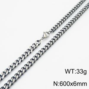 600x6mm Double-sided Grinding Cuban Chain Necklace Men Stainless Steel With Lobster Clasp Necklace Vintage Color - KN250219-KJ