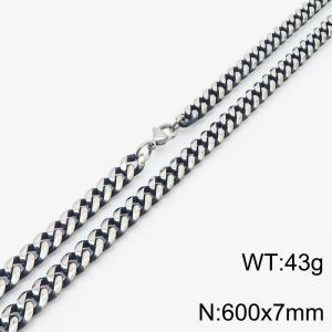 600x7mm Double-sided Grinding Cuban Chain Necklace Men Stainless Steel With Lobster Clasp Necklace Vintage Color - KN250220-KJ
