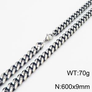 600x9mm Double-sided Grinding Cuban Chain Necklace Men Stainless Steel With Lobster Clasp Necklace Vintage Color - KN250221-KJ