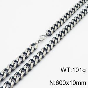 600x10mm Double-sided Grinding Cuban Chain Necklace Men Stainless Steel With Lobster Clasp Necklace Vintage Color - KN250222-KJ