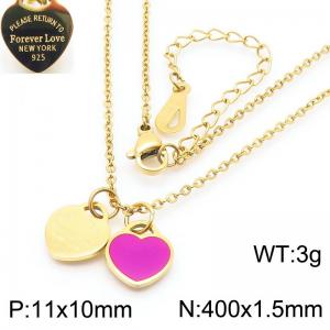 400x1.5mm With Red Heart-shaped Charm Pendant Necklace Women Stainless Steel Welding Chain Gold Color - KN250232-KLX