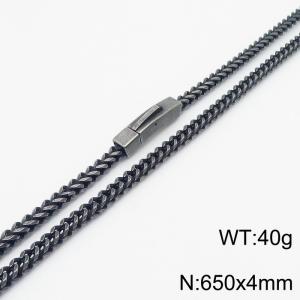 Hip hop style 4mm keel chain integrated buckle vintage black stainless steel men's necklace - KN250235-TSC