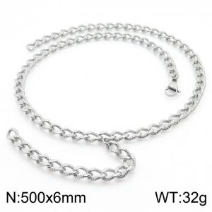 500mm Stainless Steel Cracked Cuban Links Necklace with Extension Chain - KN250313-Z