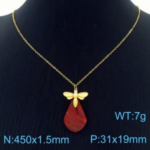 450x1.5mm O-Chain  Fit with Gold Color  Butterfly and Red Stone Necklaces for Men's Stainless Steel Jewelry - KN250323-FA