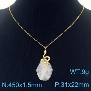 450x1.5mm O-Chain  Fit with Gold Colour serpentine and  White Stone Necklaces for Men's Stainless Steel Jewelry - KN250327-FA