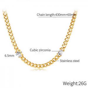 Personalized INS Style Titanium Steel Inlaid Zircon Gold Necklace - KN250330-WGTY