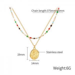 Light Luxury Rose Pendant Temperament Double Layer Titanium Steel Necklace Female - KN250335-WGTY