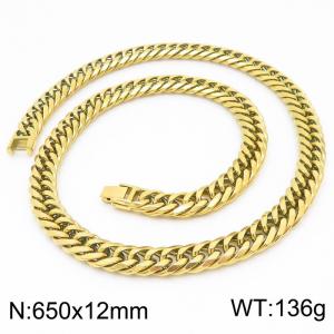 650x12mm Long Vintage Men's Charm Cuban Chain Fashion Stainless Steel Bracelet Blacke Color - KN250345-KFC