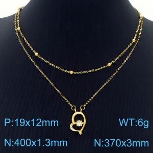 Creative Personality Pendant Stainless Steel Double Layer Necklace - KN250370-SY