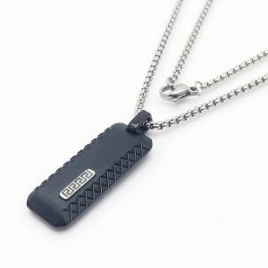 European and American fashion stainless steel square pearl chain hanging small rectangular military brand pendant temperament silver necklace - KN250440-AQ