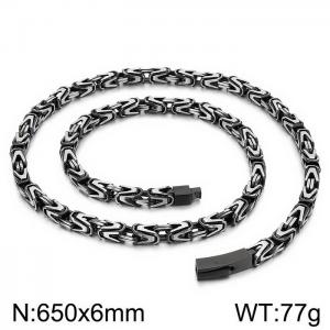 Stainless steel personalized retro style black V-shaped woven men's 650mm titanium steel necklace - KN250541-KFC