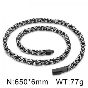 Stainless steel personalized retro style black V-shaped woven men's 650mm titanium steel necklace - KN250541-KFC