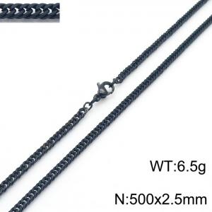 500X2.5mm Black-Plated Stainless Steel Cuban Chain Necklace - KN250615-Z