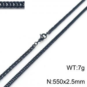 550X2.5mm Black-Plated Stainless Steel Cuban Chain Necklace - KN250616-Z