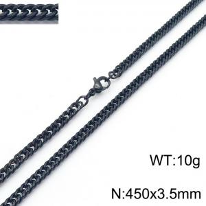 450X3.5mm Black-Plated Stainless Steel Cuban Chain Necklace - KN250628-Z
