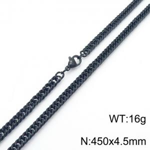 450X4.5mm Black-Plated Stainless Steel Cuban Chain Necklace - KN250649-Z