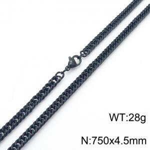 750X4.5mm Black-Plated Stainless Steel Cuban Chain Necklace - KN250655-Z