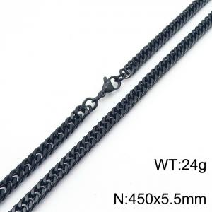 European and American fashion stainless steel 450x5.5mm Cuban chain jewelry temperament black necklace - KN250670-Z