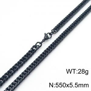 European and American fashion stainless steel 550x5.5mm Cuban chain jewelry temperament black necklace - KN250672-Z