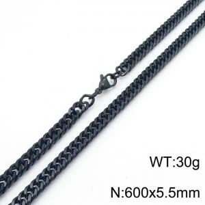 European and American fashion stainless steel 600x5.5mm Cuban chain jewelry temperament black necklace - KN250673-Z