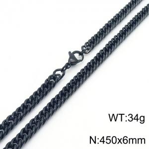 European and American fashion stainless steel 450x6mm Cuban chain jewelry temperament black necklace - KN250691-Z