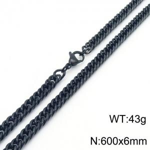 European and American fashion stainless steel 600x6mm Cuban chain jewelry temperament black necklace - KN250694-Z