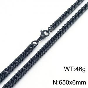 European and American fashion stainless steel 650x6mm Cuban chain jewelry temperament black necklace - KN250695-Z