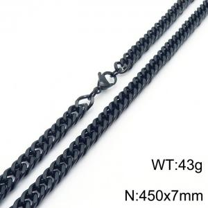 European and American fashion stainless steel 450x7mm Cuban chain jewelry temperament black necklace - KN250712-Z