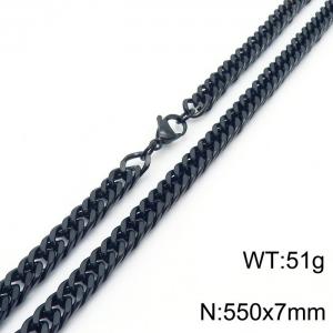 European and American fashion stainless steel 550x7mm Cuban chain jewelry temperament black necklace - KN250714-Z