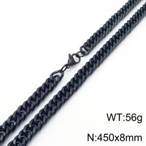 8*450mm Simple vacuum electroplated black whip chain men's and women's stainless steel Necklace - KN250733-Z