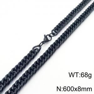 8*600mm Simple vacuum electroplated black whip chain men's and women's stainless steel Necklace - KN250736-Z