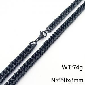 8*650mm Simple vacuum electroplated black whip chain men's and women's stainless steel Necklace - KN250737-Z
