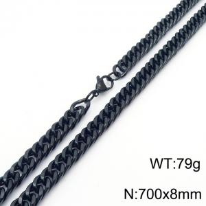 8*700mm Simple vacuum electroplated black whip chain men's and women's stainless steel Necklace - KN250738-Z