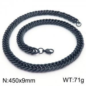 9*450mm Simple Vacuum Electroplated Black Whip Chain Stainless Steel Men's Necklace - KN250754-Z