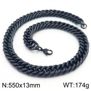 13mm 550mm Stainless Steel Cuban Chain Necklace Black Color - KN250798-Z