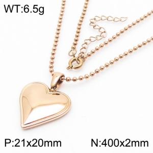 Japanese and Korean Rose Gold Love Pendant Stainless Steel Necklace - KN250824-KFC