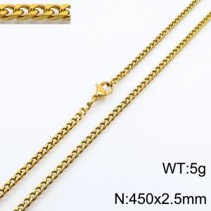 Simple and personalized 450 × 2.5mm stainless steel multi sided grinding chain charm gold necklace - KN250864-Z