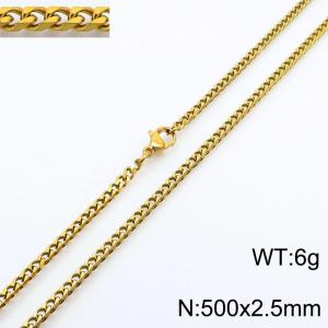 Simple and personalized 500 × 2.5mm stainless steel multi sided grinding chain charm gold necklace - KN250865-Z