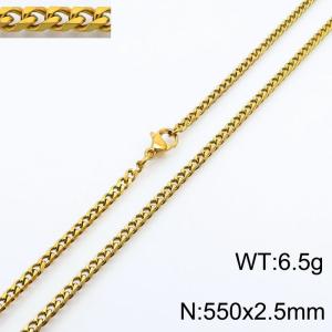 Simple and personalized 550 × 2.5mm stainless steel multi sided grinding chain charm gold necklace - KN250866-Z
