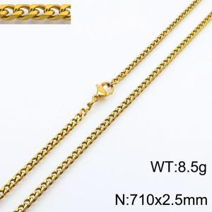 Simple and personalized 710 × 2.5mm stainless steel multi sided grinding chain charm gold necklace - KN250869-Z