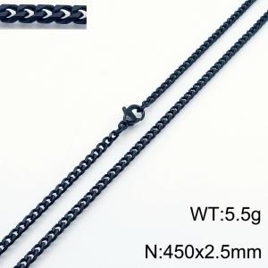 Simple and personalized 450 × 2.5mm stainless steel multi sided grinding chain charm black necklace - KN250871-Z
